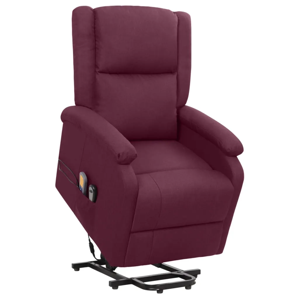 Fotoliu de masaj cu ridicare, violet, material textil