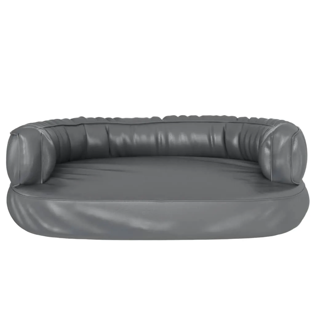Pat pentru câini, spumă ergonomică, gri, 60x42 cm, piele eco - imagine 4