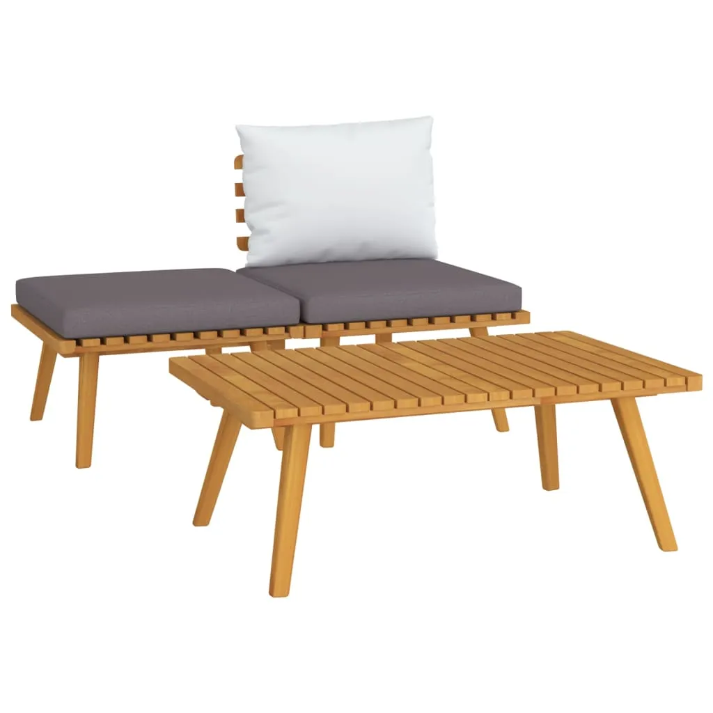 Set mobilier de grădină cu perne, 3 piese, lemn masiv acacia - imagine 2