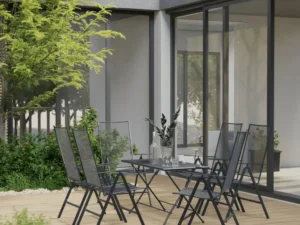 Set mobilier de grădină, 7 piese, antracit, oțel