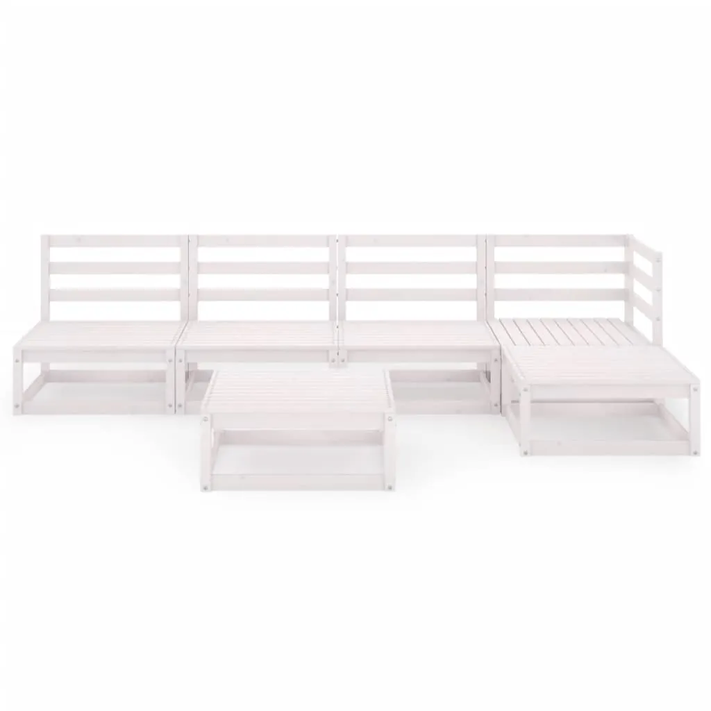 Set mobilier de grădină, 6 piese, alb, lemn masiv de pin - imagine 3