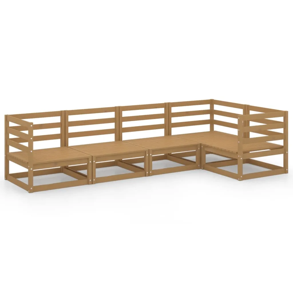 Set mobilier de grădină, 5 piese, maro miere, lemn masiv de pin - imagine 2