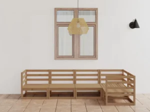 Set mobilier de grădină, 5 piese, maro miere, lemn masiv de pin