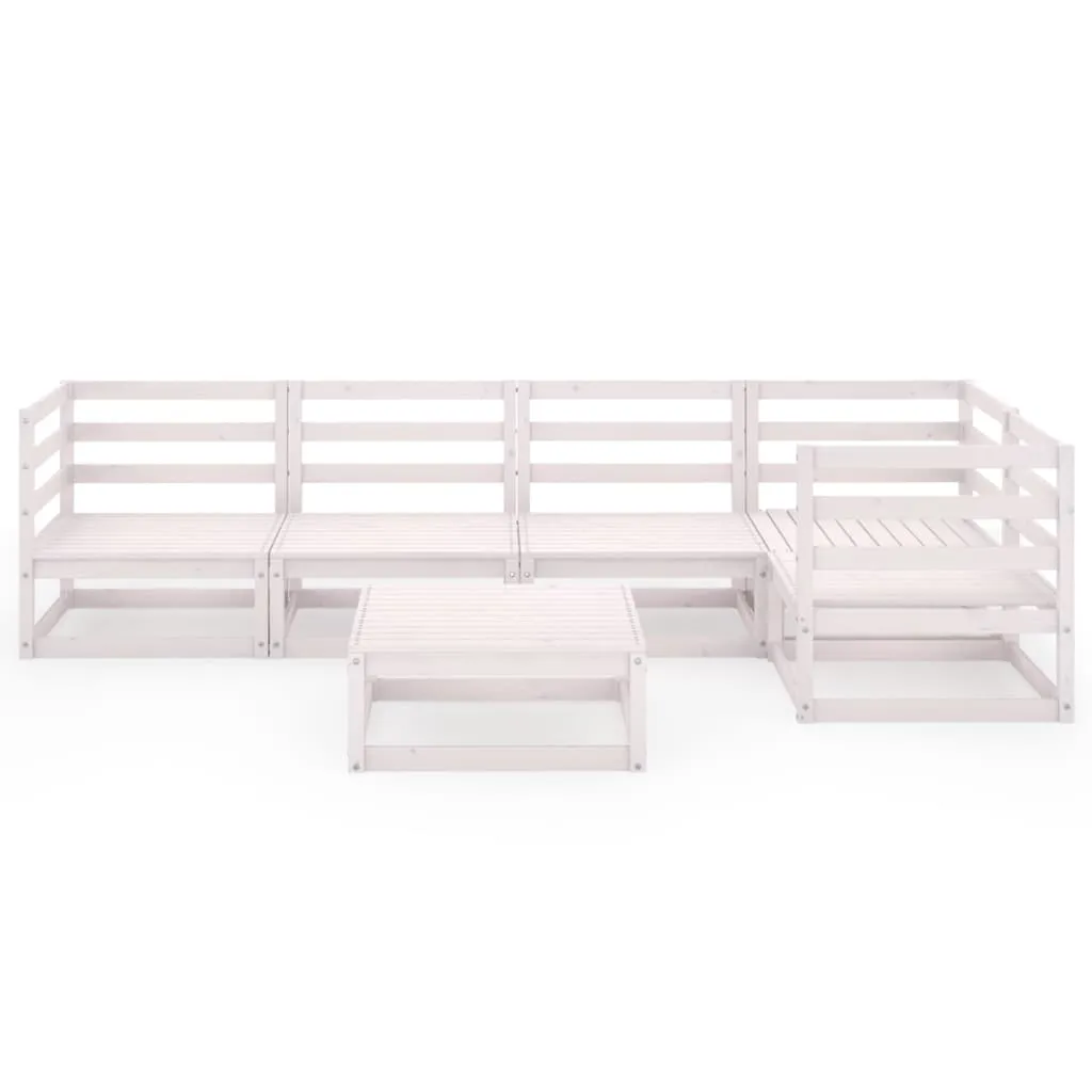 Set mobilier de grădină, 6 piese, alb, lemn masiv de pin - imagine 3