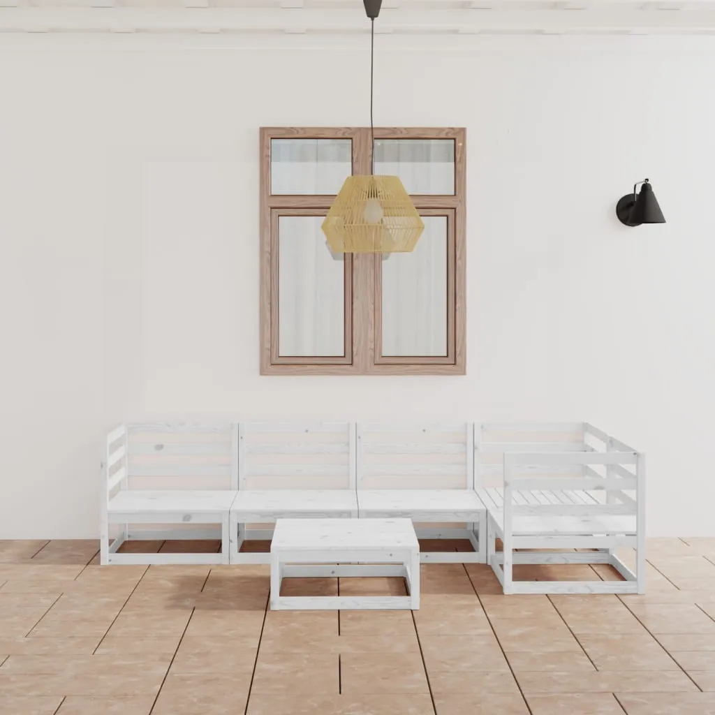 Set mobilier de grădină, 6 piese, alb, lemn masiv de pin