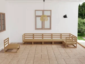 Set mobilier de grădină, 7 piese, maro miere, lemn masiv pin