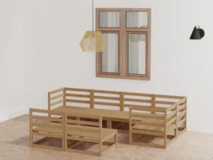 Set mobilier de grădină, 7 piese, maro miere, lemn masiv pin