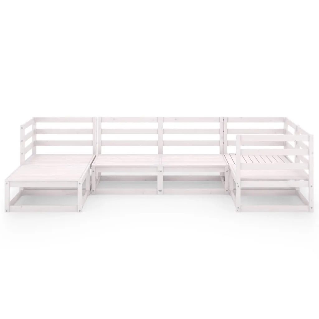 Set mobilier de grădină, 6 piese, alb, lemn masiv de pin - imagine 3