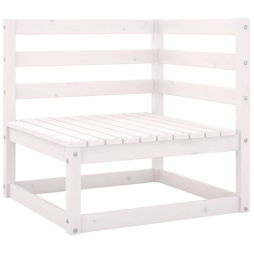 Set mobilier de grădină, 8 piese, alb, lemn masiv de pin - imagine 4
