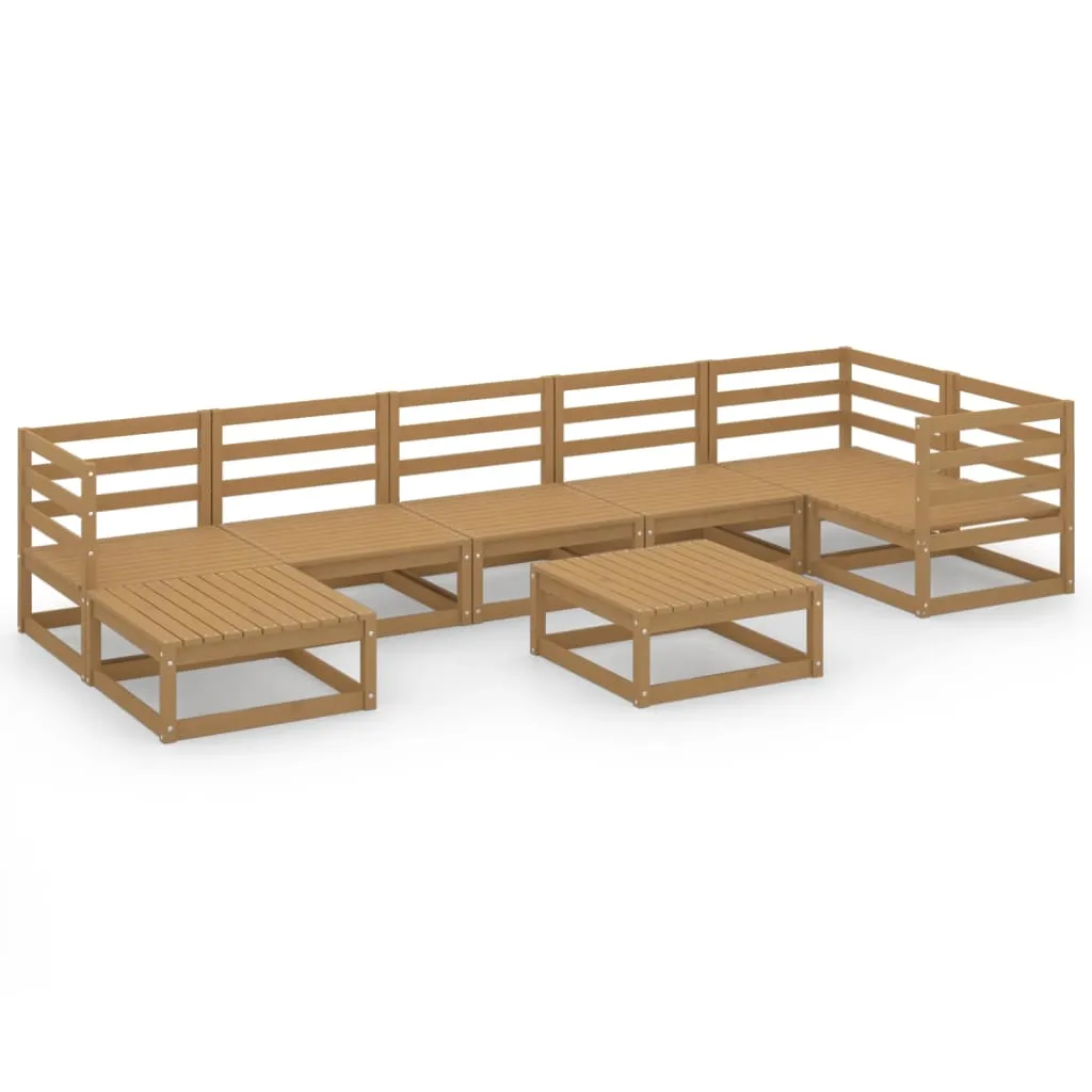 Set mobilier de grădină, 8 piese, maro miere, lemn masiv de pin - imagine 2