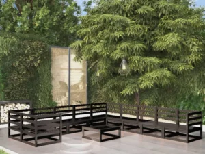 Set mobilier de grădină, 11 piese, lemn masiv de pin