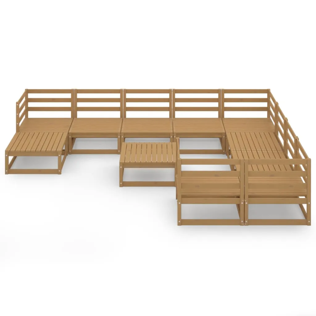 Set mobilier de grădină, 11 piese, lemn masiv de pin - imagine 3