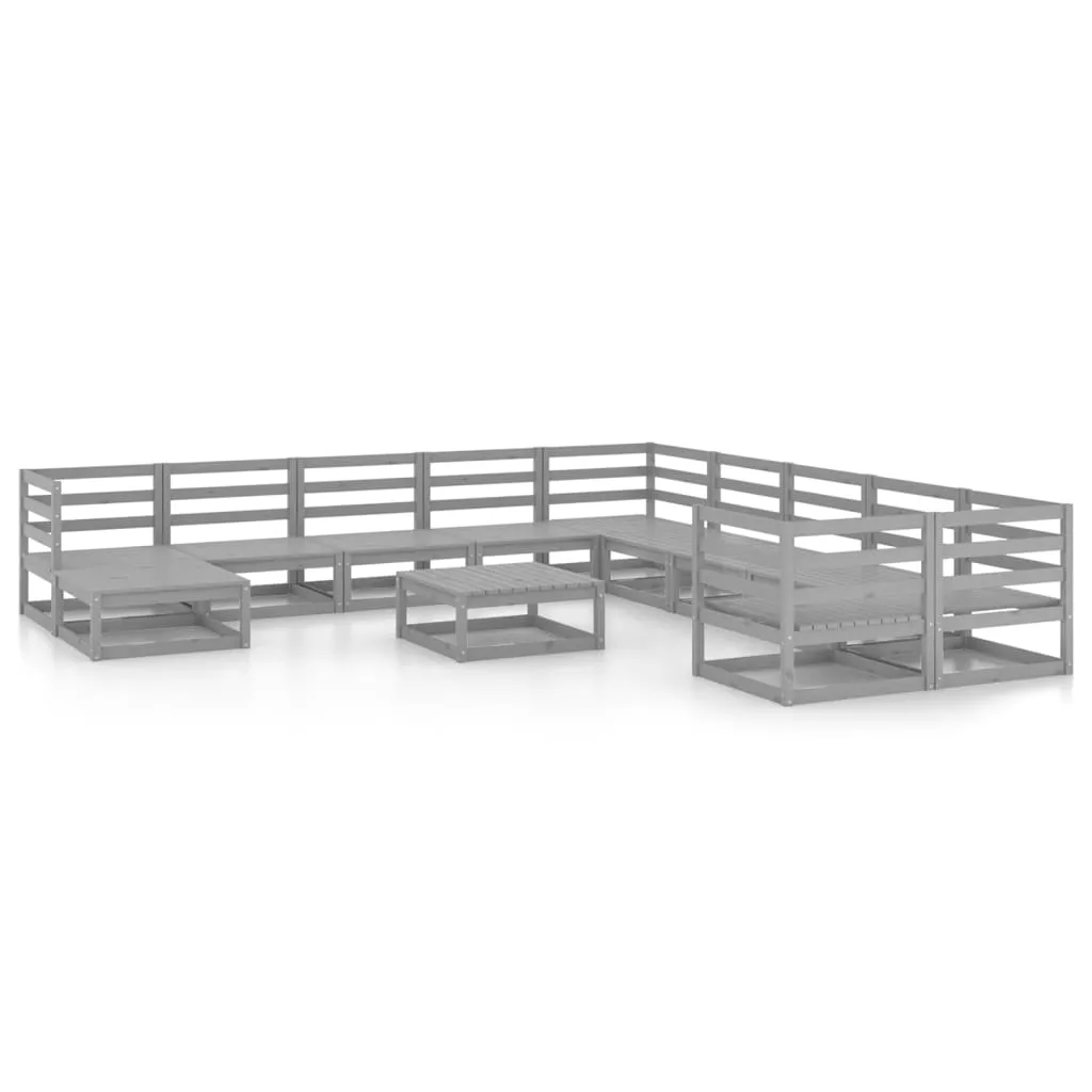 Set mobilier de grădină, 12 piese, lemn masiv de pin - imagine 2