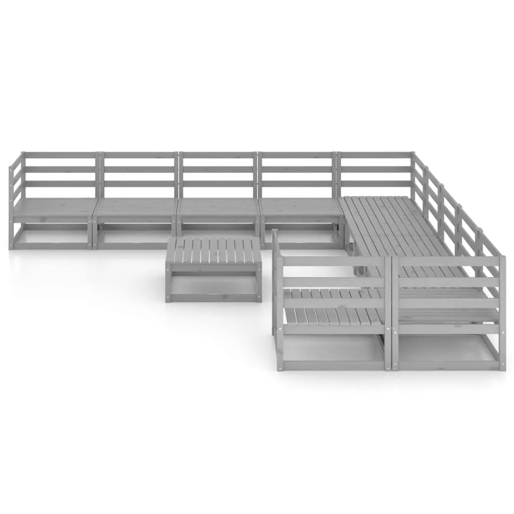 Set mobilier de grădină, 12 piese, lemn masiv de pin - imagine 3