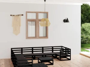 Set mobilier de grădină, 12 piese, lemn masiv de pin