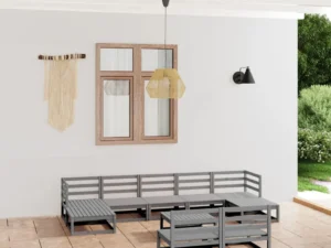 Set mobilier de grădină, 10 piese, lemn masiv de pin
