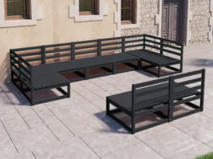 Set mobilier de grădină, 9 piese, lemn masiv de pin