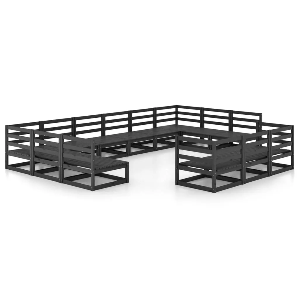 Set mobilier de grădină, 13 piese, lemn masiv de pin - imagine 2