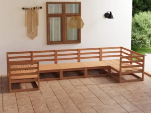 Set mobilier de grădină, 7 piese, lemn masiv de pin