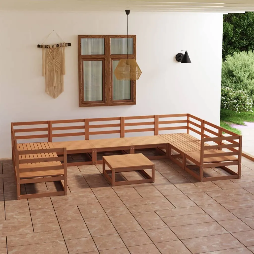 Set mobilier de grădină, 10 piese, lemn masiv de pin
