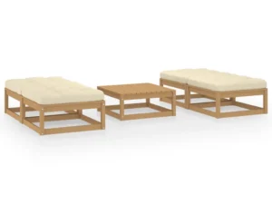Set mobilier de grădină cu perne, 5 piese, lemn masiv de pin