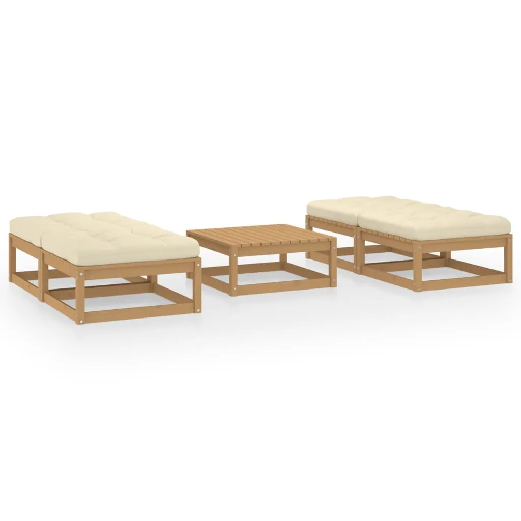 Set mobilier de grădină cu perne, 5 piese, lemn masiv de pin