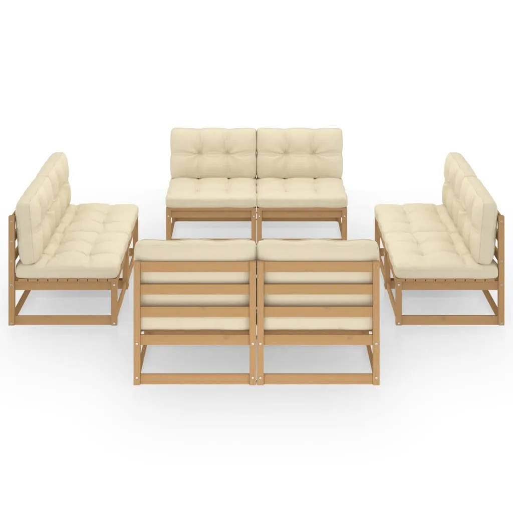 Set mobilier de grădină cu perne, 8 piese, lemn masiv de pin - imagine 3