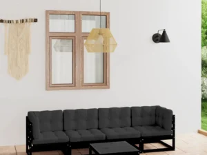 Set mobilier grădină cu perne, 5 piese, lemn masiv pin