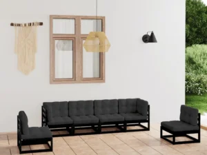 Set mobilier de grădină cu perne, 6 piese, lemn masiv de pin