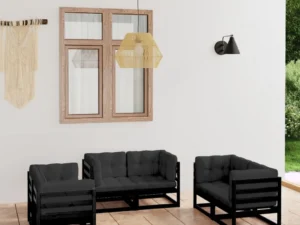 Set mobilier de grădină cu perne, 6 piese, lemn masiv de pin