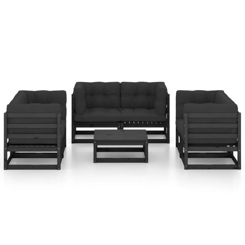 Set mobilier grădină cu perne, 7 piese, lemn masiv pin - imagine 3