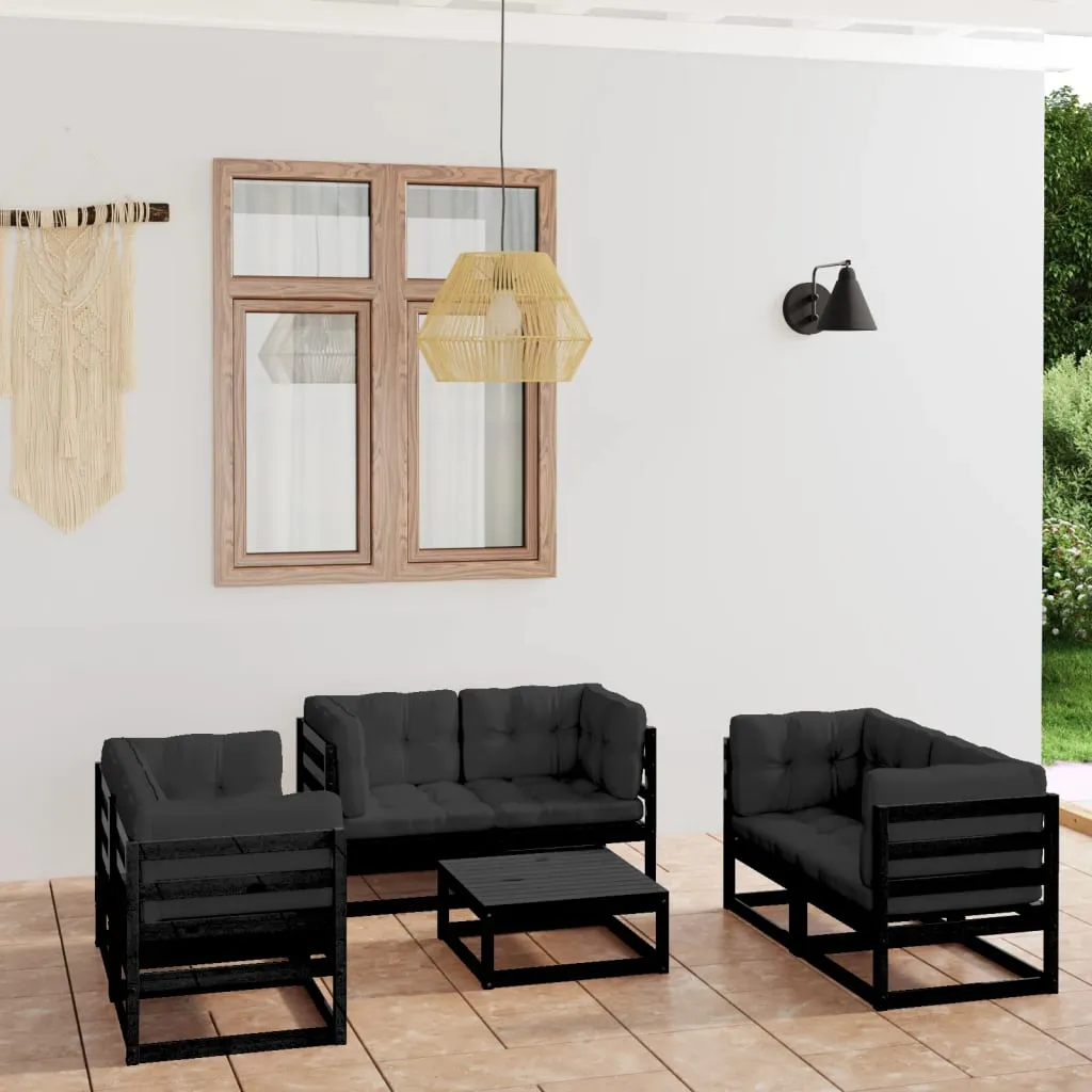 Set mobilier grădină cu perne, 7 piese, lemn masiv pin