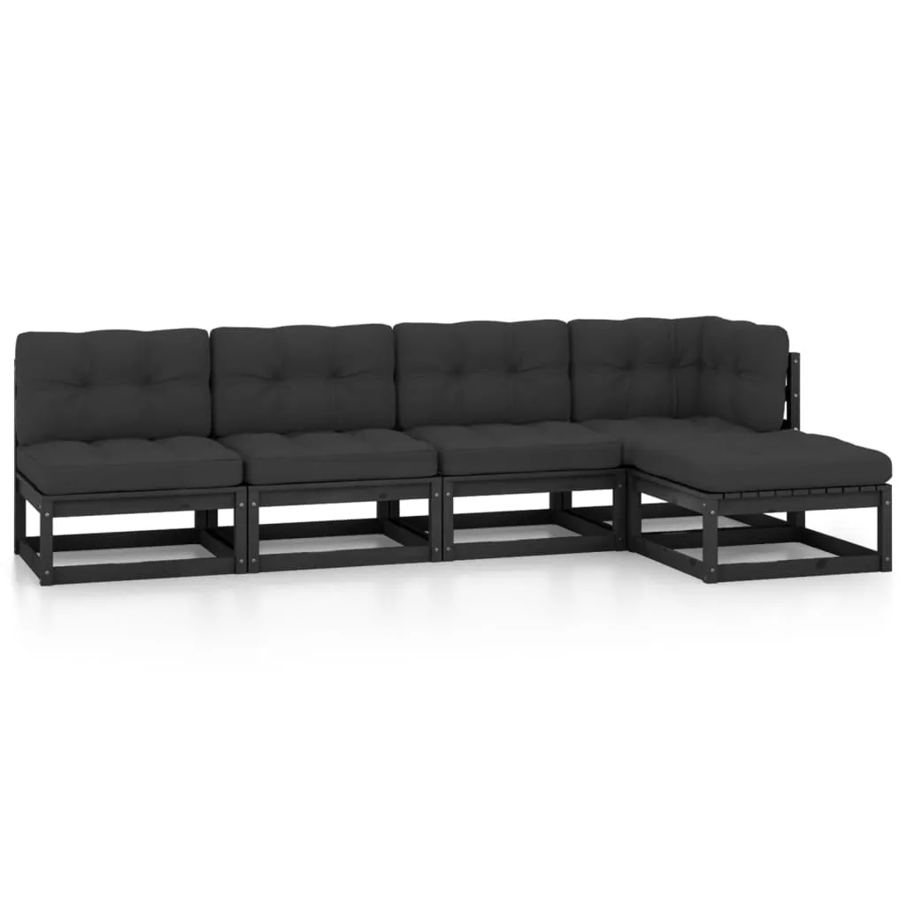 Set mobilier grădină cu perne, 5 piese, lemn masiv pin - imagine 2