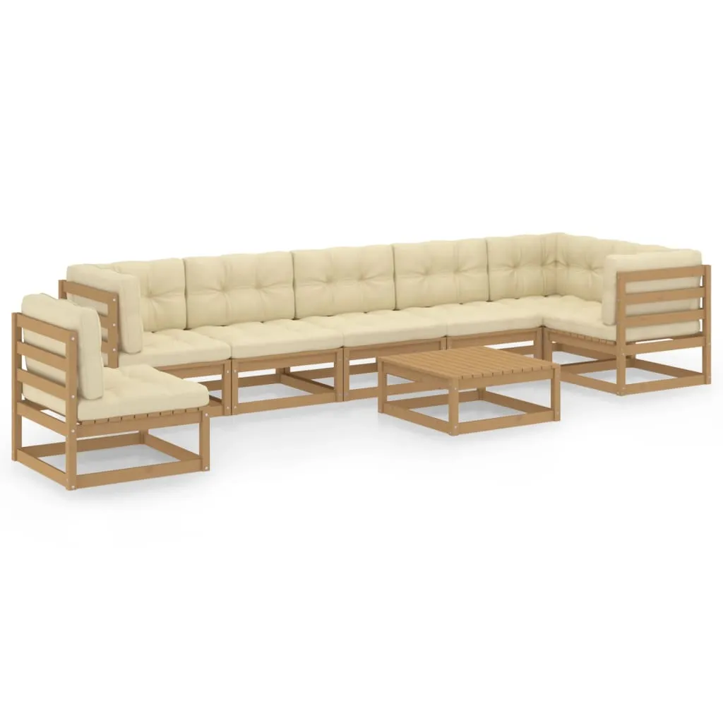 Set mobilier de grădină cu perne, 8 piese, lemn masiv pin - imagine 2