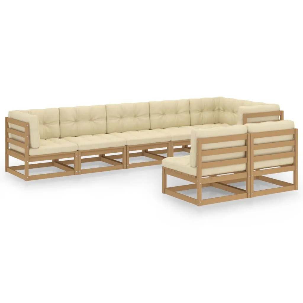 Set mobilier de grădină cu perne, 8 piese, lemn masiv de pin - imagine 2