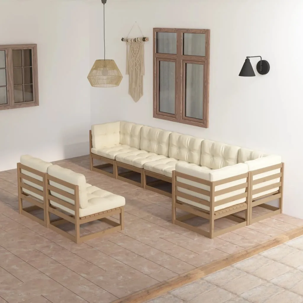 Set mobilier de grădină cu perne, 8 piese, lemn masiv de pin