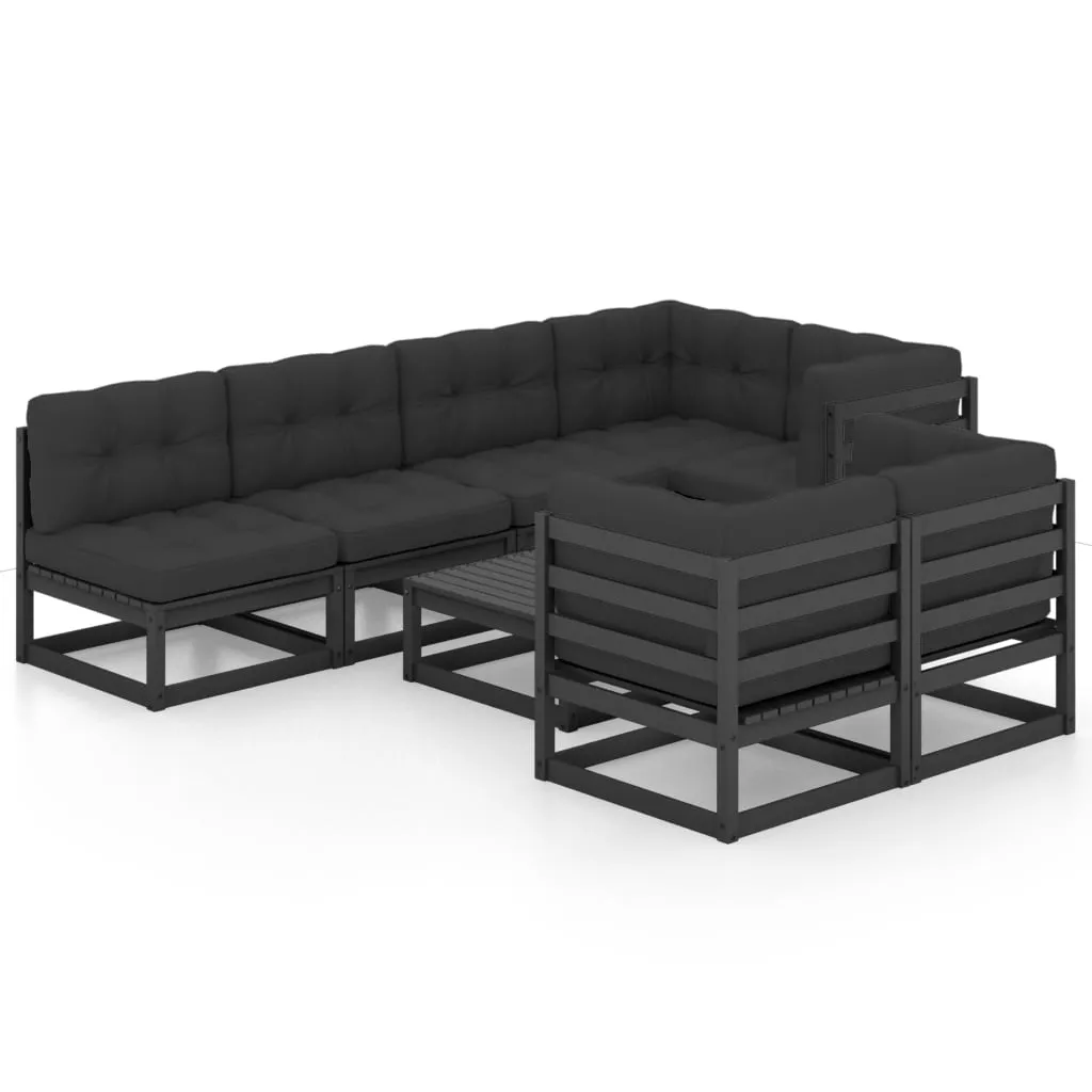 Set mobilier grădină cu perne, 8 piese, lemn masiv pin - imagine 2