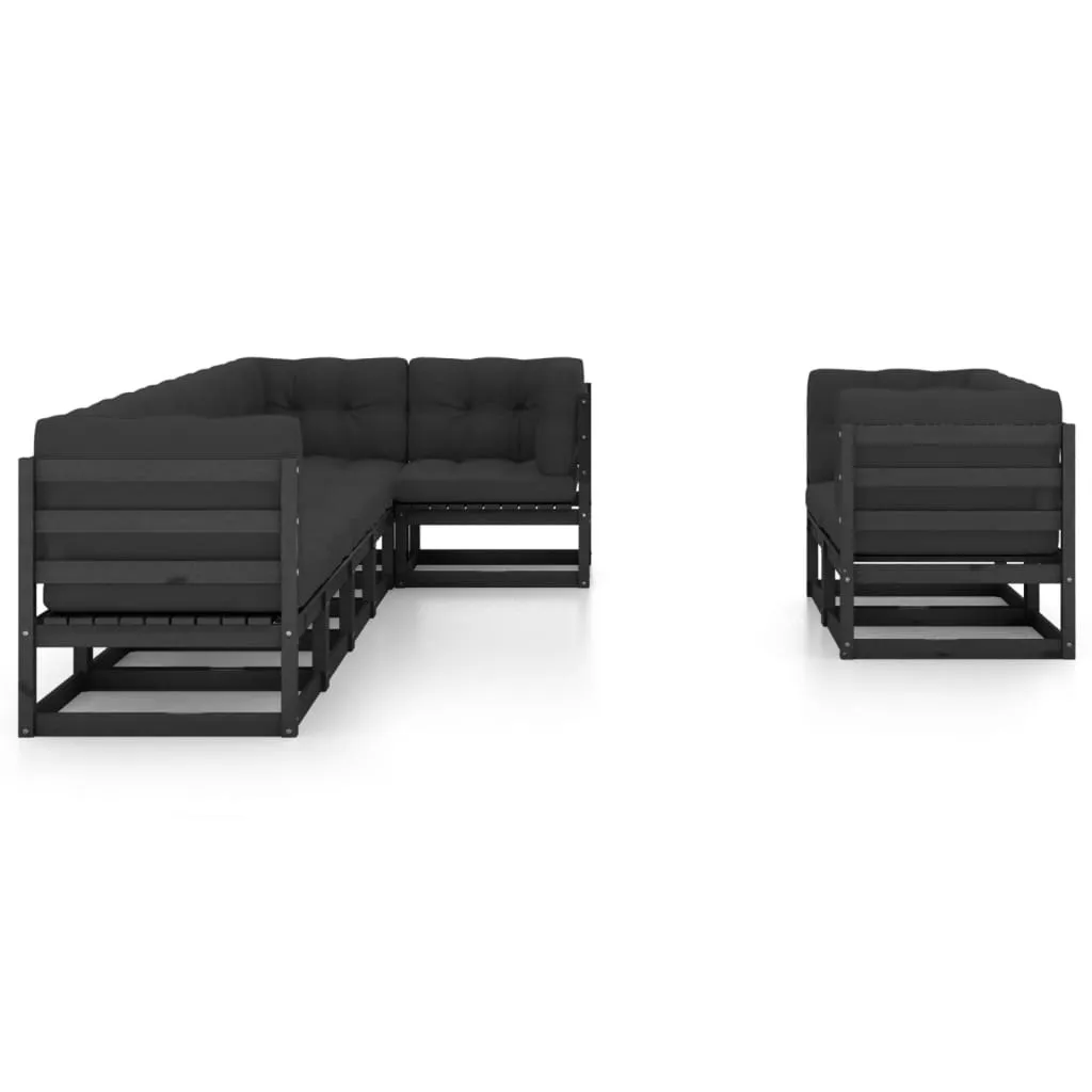 Set mobilier grădină cu perne, 8 piese, lemn masiv pin - imagine 3