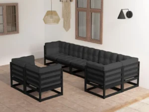 Set mobilier grădină cu perne, 8 piese, lemn masiv pin