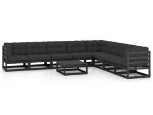 Set mobilier grădină cu perne, 9 piese, lemn masiv de pin
