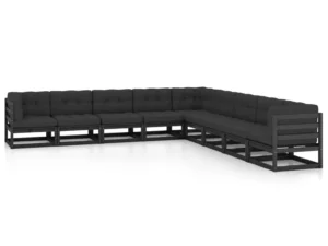 Set mobilier grădină cu perne, 9 piese, lemn masiv de pin