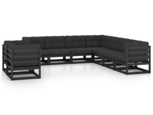 Set mobilier grădină cu perne, 9 piese, lemn masiv de pin