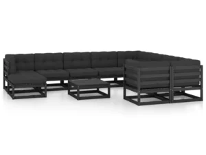 Set mobilier grădină cu perne, 11 piese, lemn masiv de pin