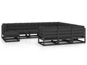 Set mobilier grădină cu perne, 11 piese, lemn masiv de pin