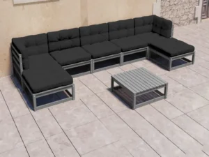 Set mobilier grădină cu perne, 8 piese, lemn masiv de pin