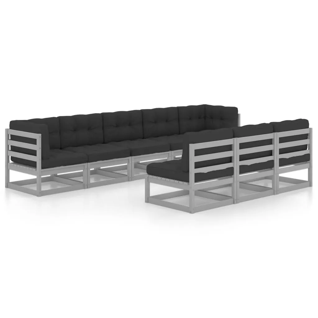 Set mobilier grădină cu perne, 8 piese, lemn masiv de pin - imagine 2