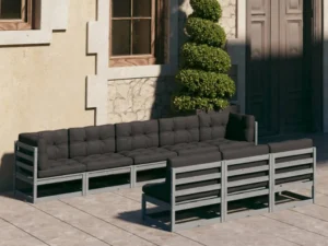 Set mobilier grădină cu perne, 8 piese, lemn masiv de pin