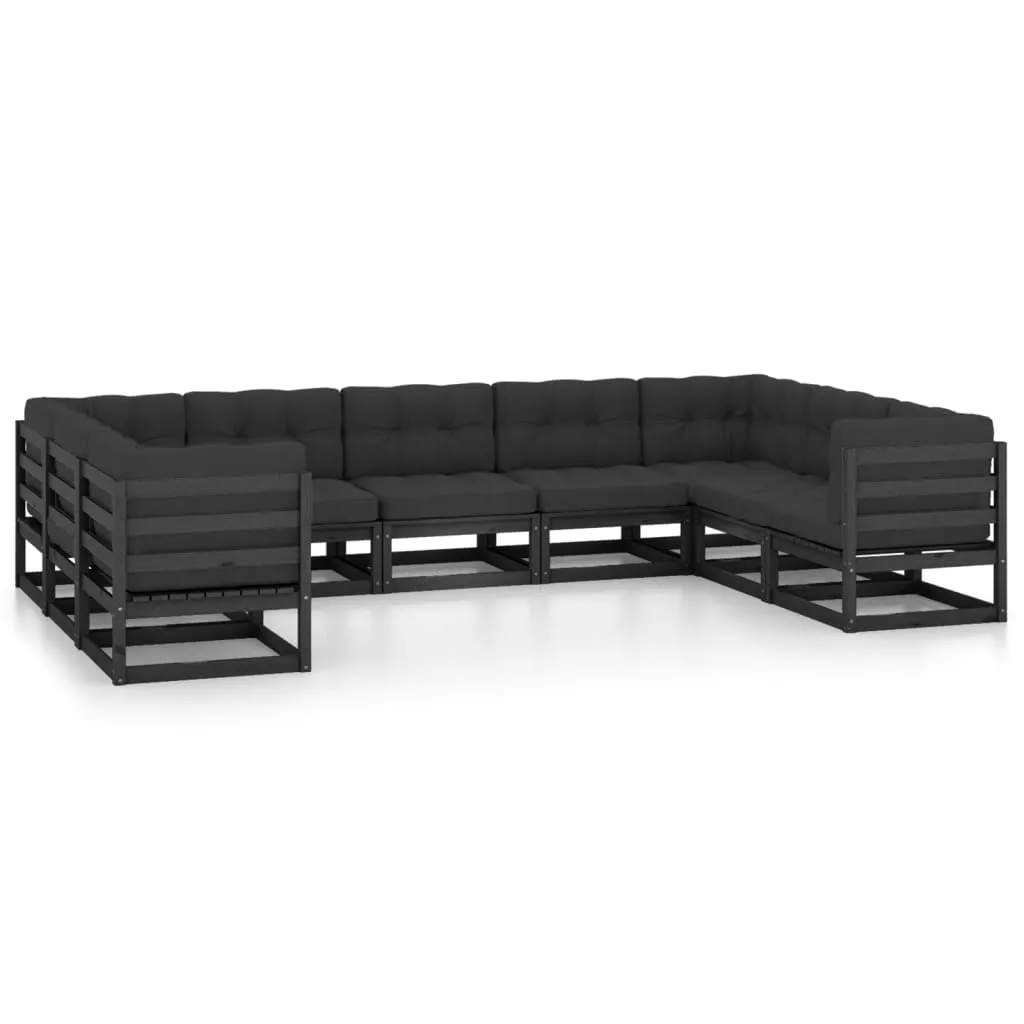 Set mobilier grădină cu perne, 9 piese, lemn masiv de pin - imagine 2