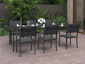 Set mobilier de exterior, 7 piese, oțel