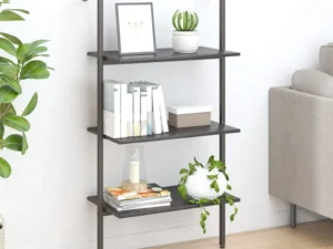 Raft înclinat cu 3 niveluri, negru, 64x35x120,5 cm